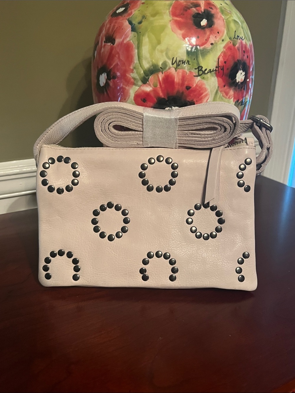 latico Cream Crossbody Bag with Silver Stud Circles - Picture 2 of 8